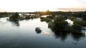 Aerial view of river in Caprivi Strip