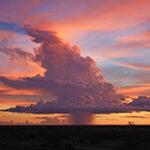 Rain cloud at sunset