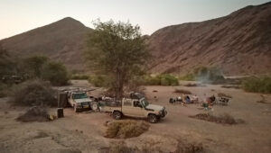 Wild camping setup in the Kaokoveld in northern Namibia.