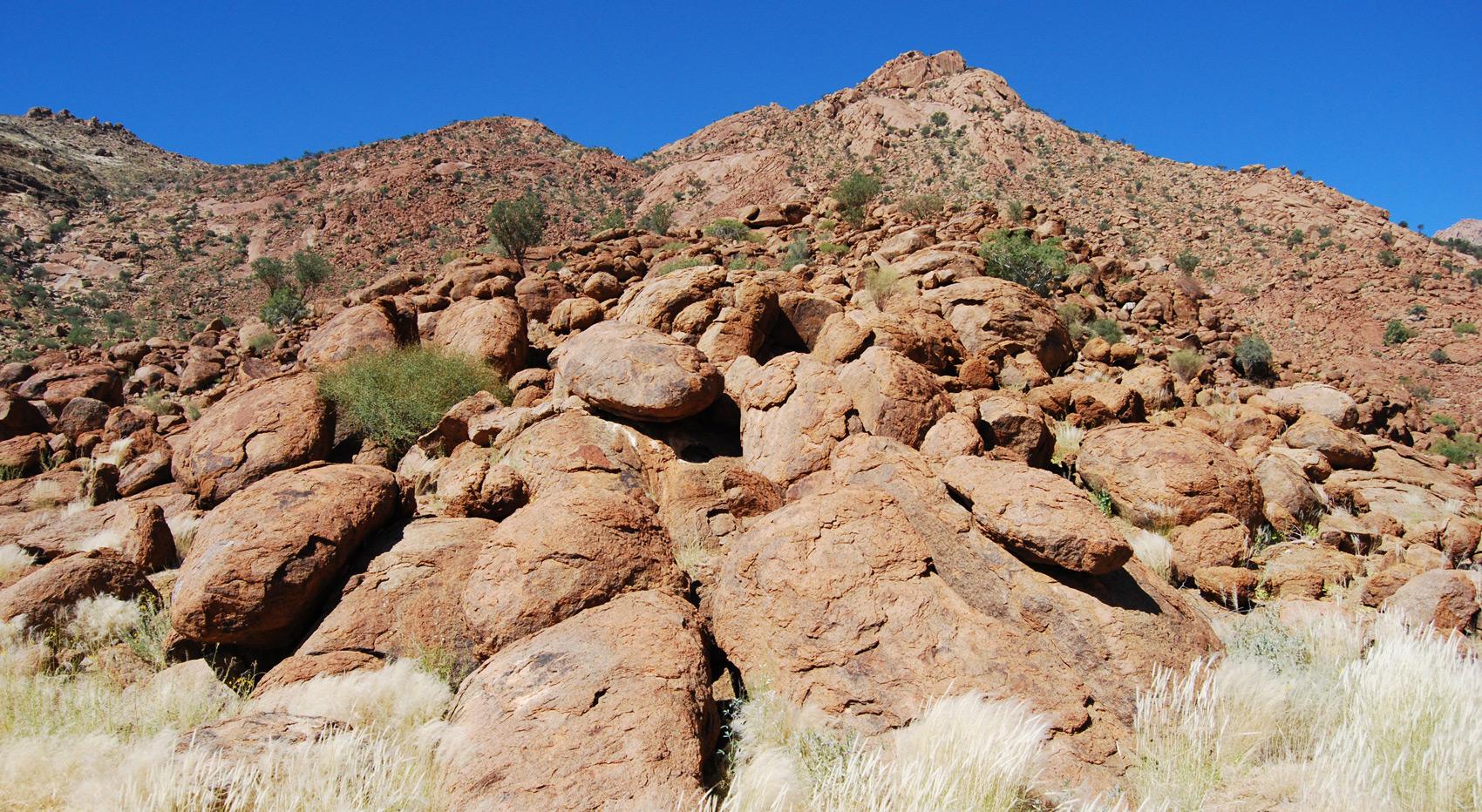 Rocks along the White Lady Hike in Brandberg Mountain Namibia