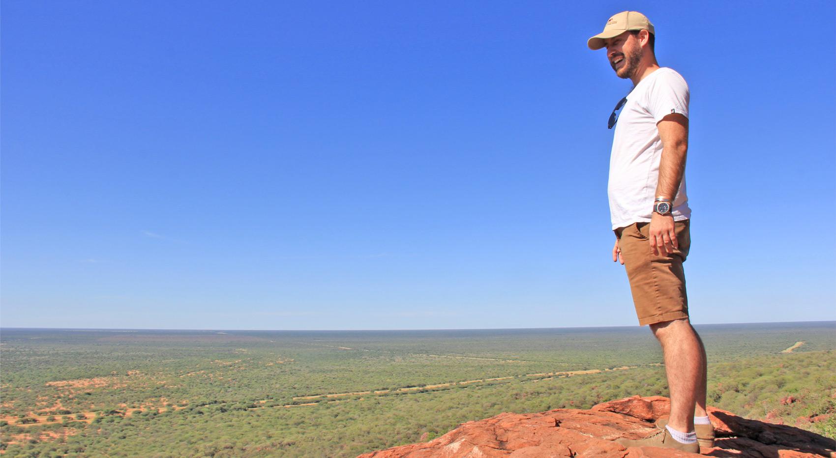 Unser General Manager Benjamin am Waterberg Plateau in Namibia. Unser General Manager Benjamin am Waterberg Plateau in Namibia.